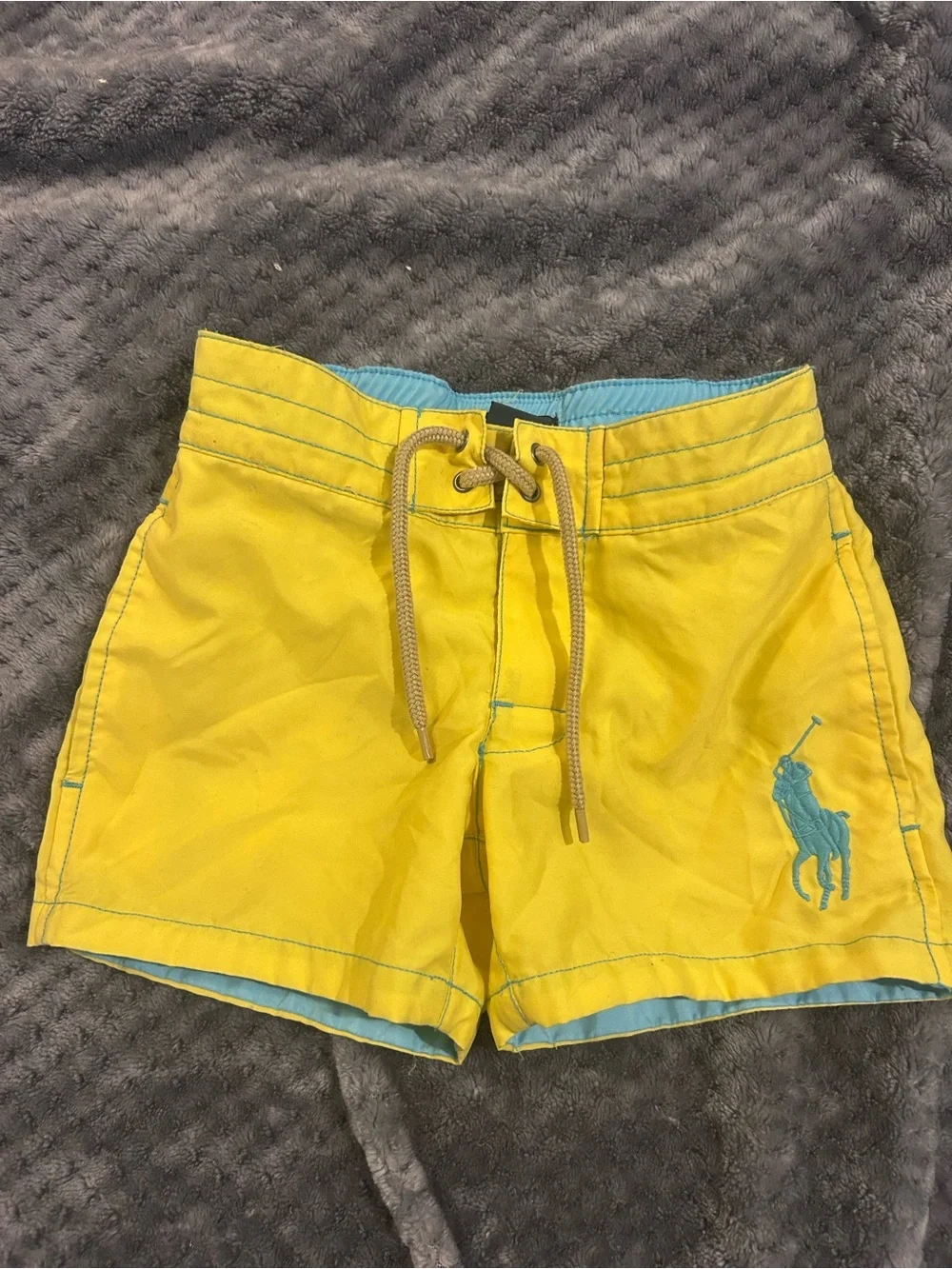 Good Condition Polo by Ralph Lauren Boys sz2T Swim Trunks Yellow with Turquoise